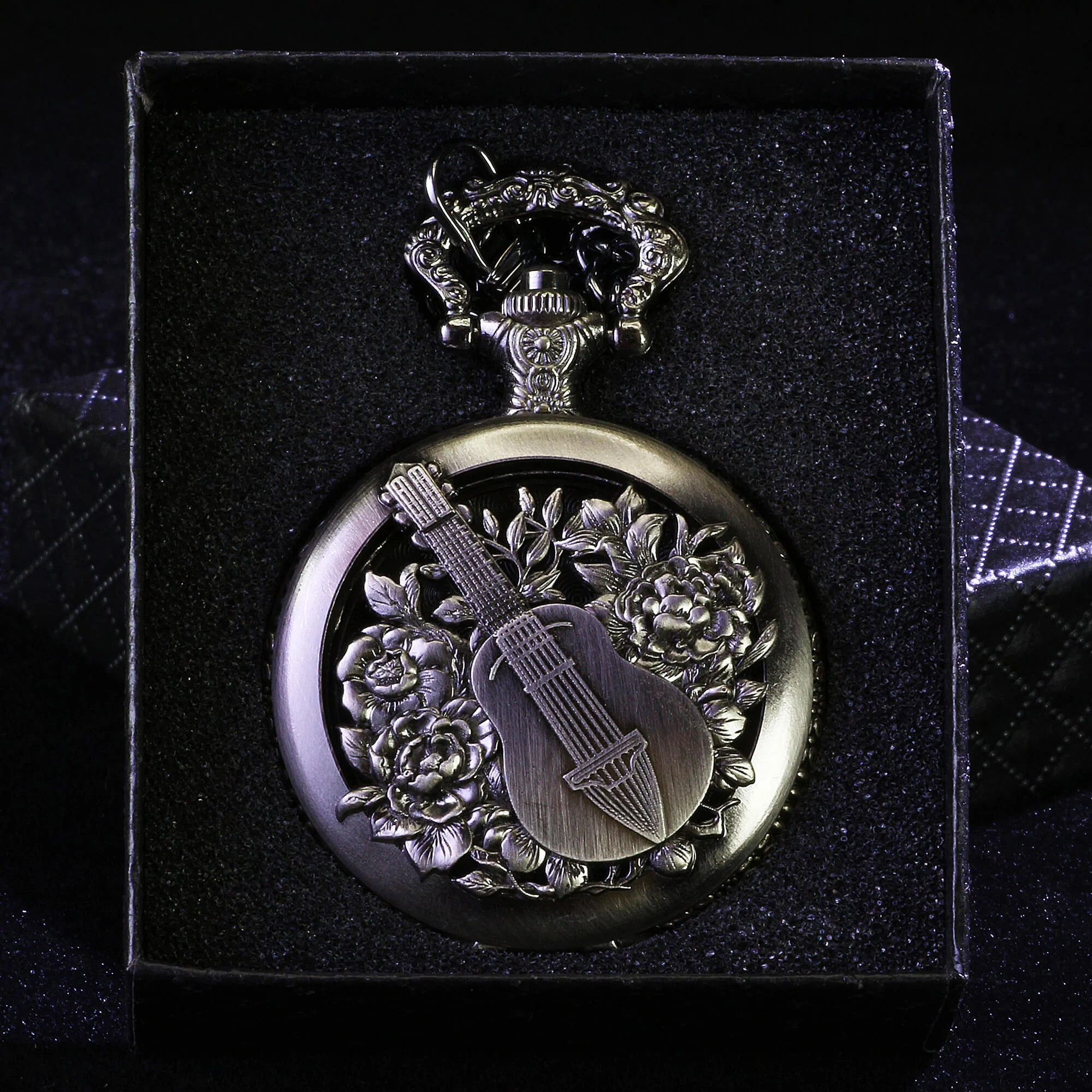 Guitar Flower Mini Polyhedral Metal Dice Set DnD with Pocket Watch Shell Case - Image 10
