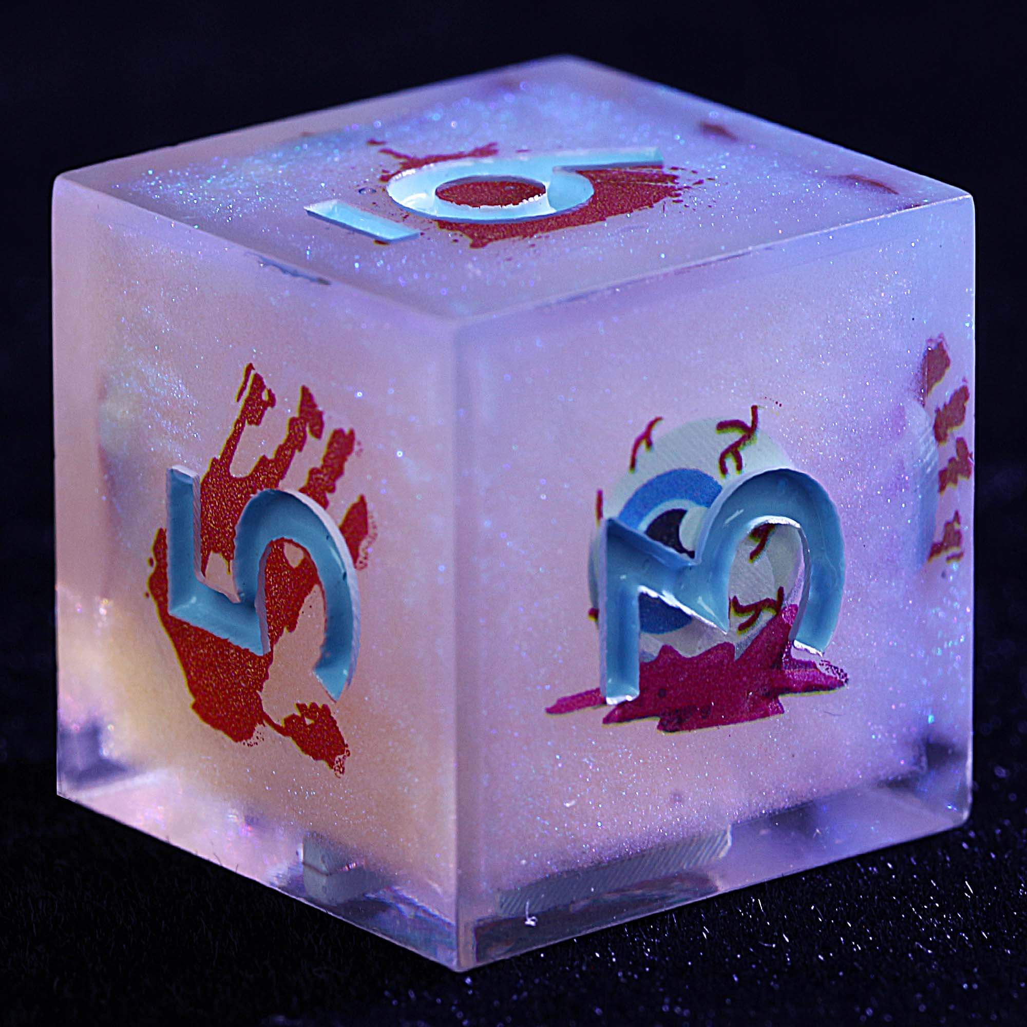 Halloween 9 Polyhedral Resin D&D Sets of Dice Eyeball Mouth Hand Print - Image 3