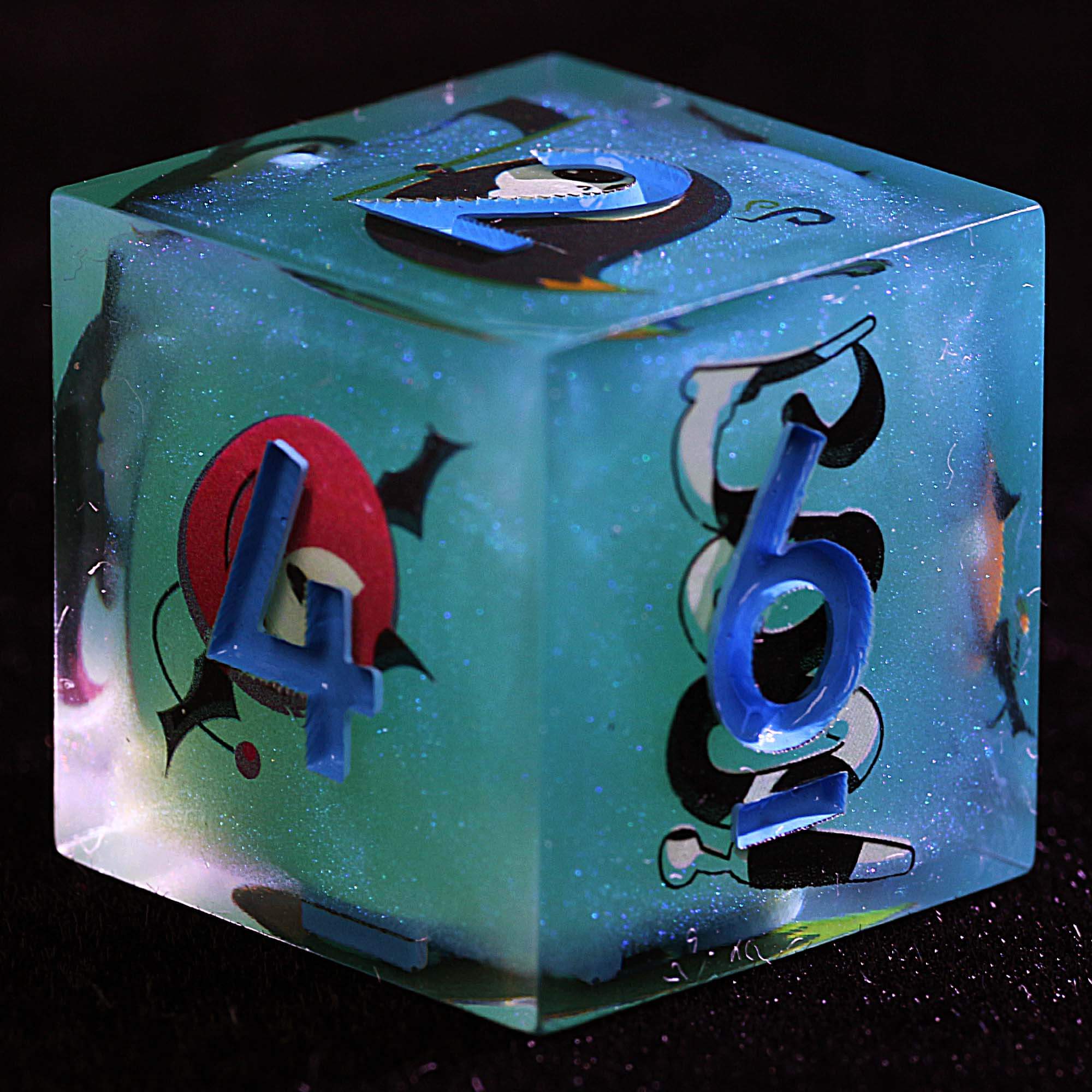 Halloween 9 Polyhedral Resin Set of Dice D&D Lake Blue Dark Ghost - Image 3