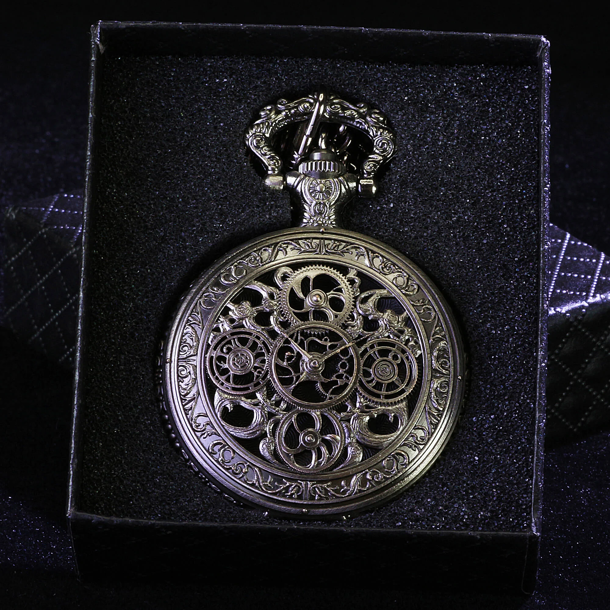 Hollow Gear Mini Polyhedral Metal DnD Dice Sets with Pocket Watch Shell Case - Image 10