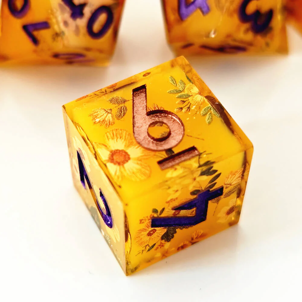 Honey Sharp Edge Resin Polyhedral 7-Piece D&D Dice Set - Image 3