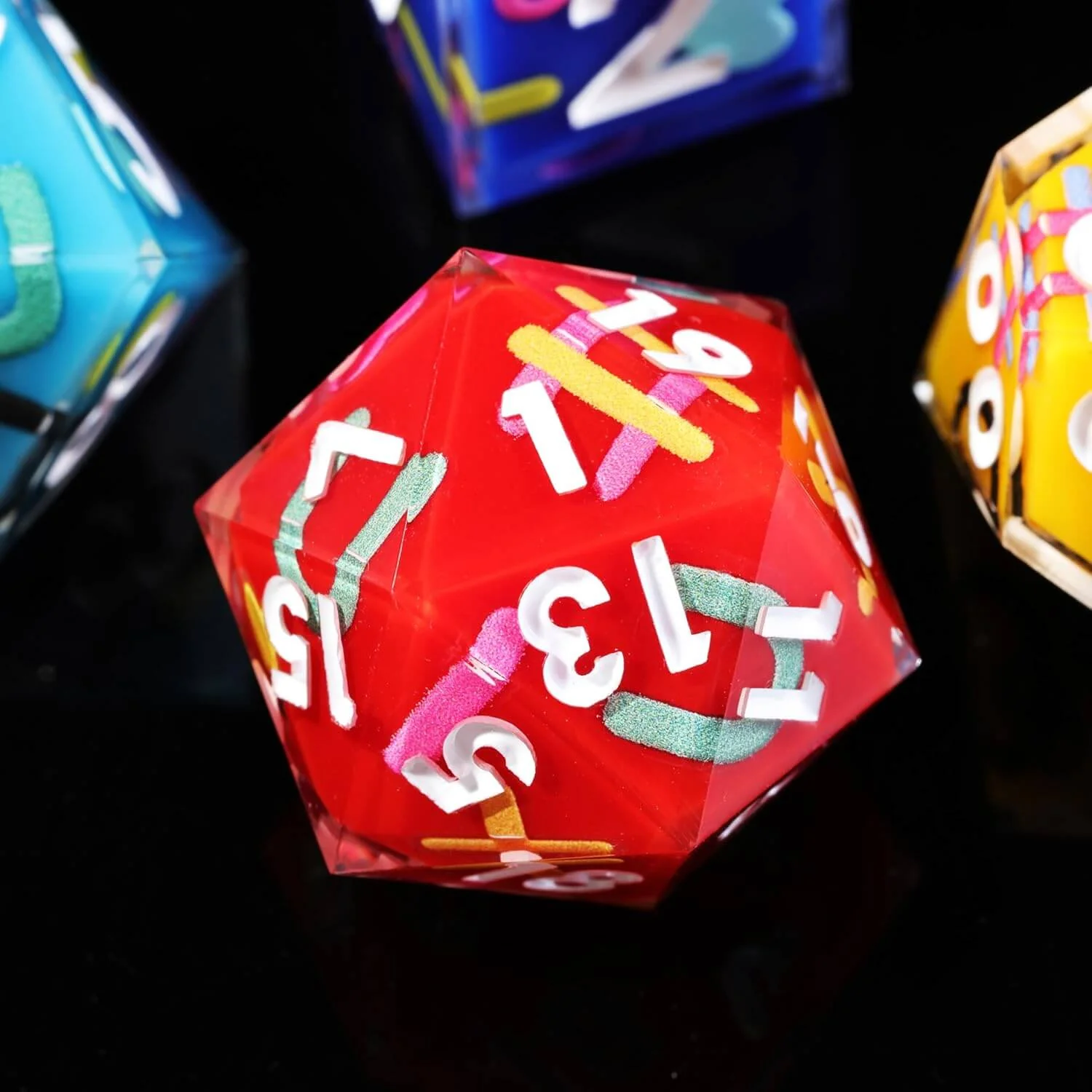 Iconic Rainbow Sharp Edge Polyhedral Resin 7-Piece D&D Dice Set - Image 2