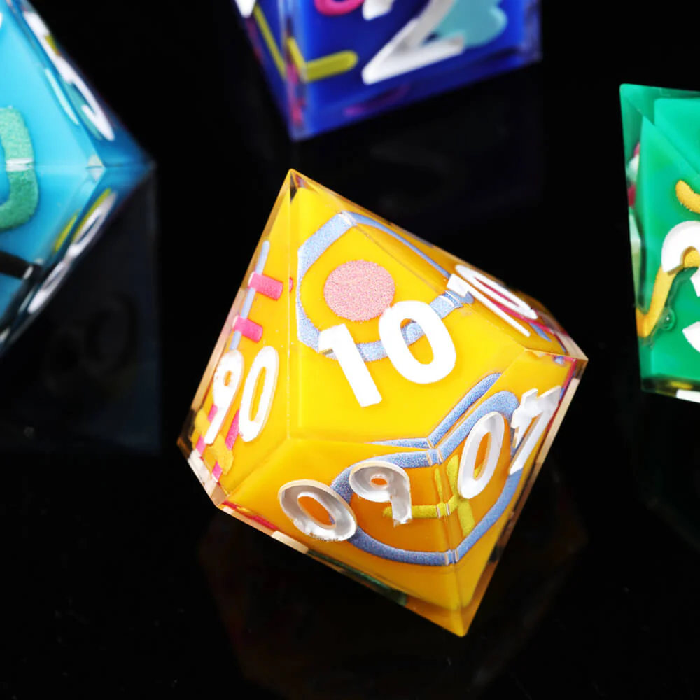Iconic Rainbow Sharp Edge Polyhedral Resin 7-Piece D&D Dice Set - Image 6