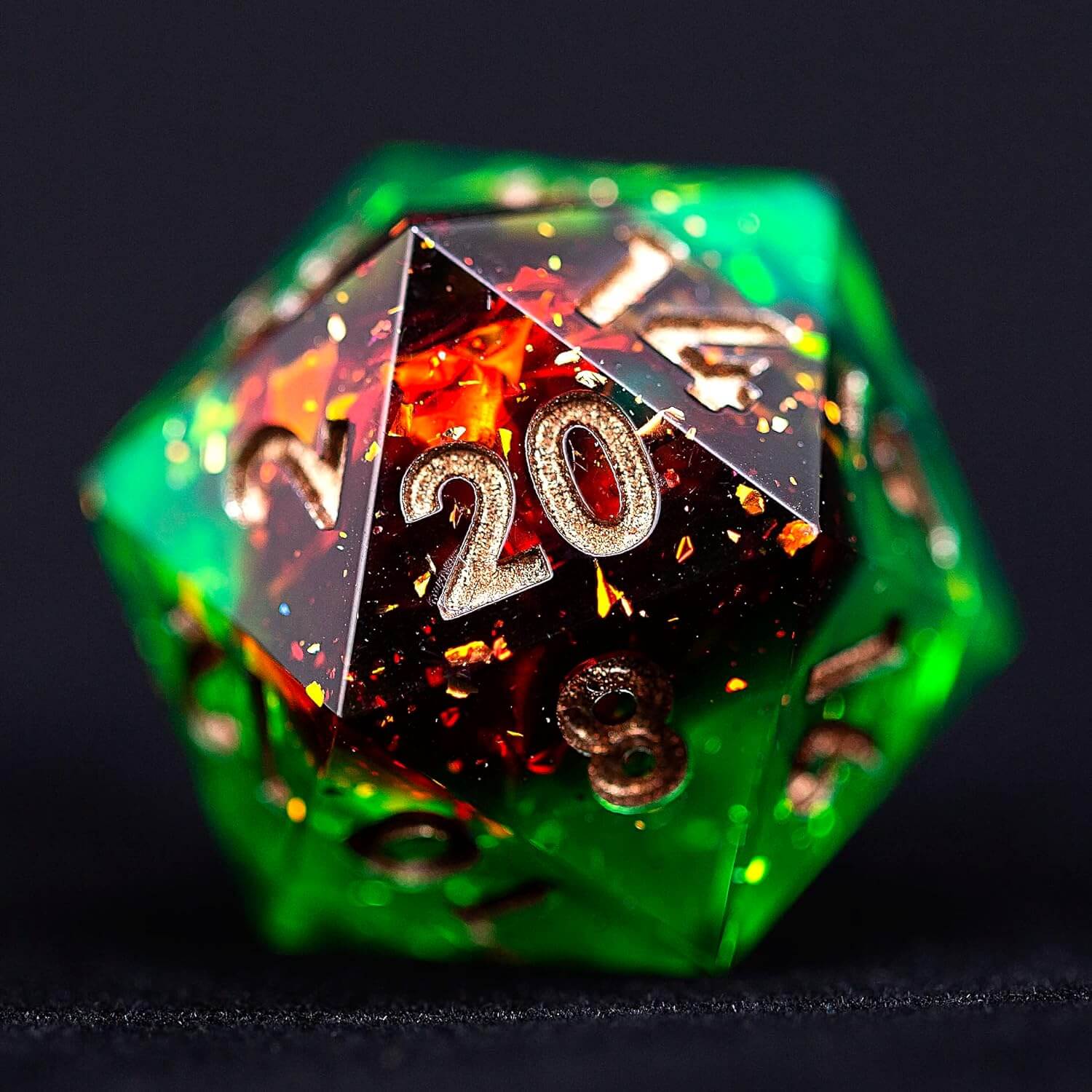 Jungle Fire Polyhedral Resin 7-Piece D&D Dice Set - Image 4