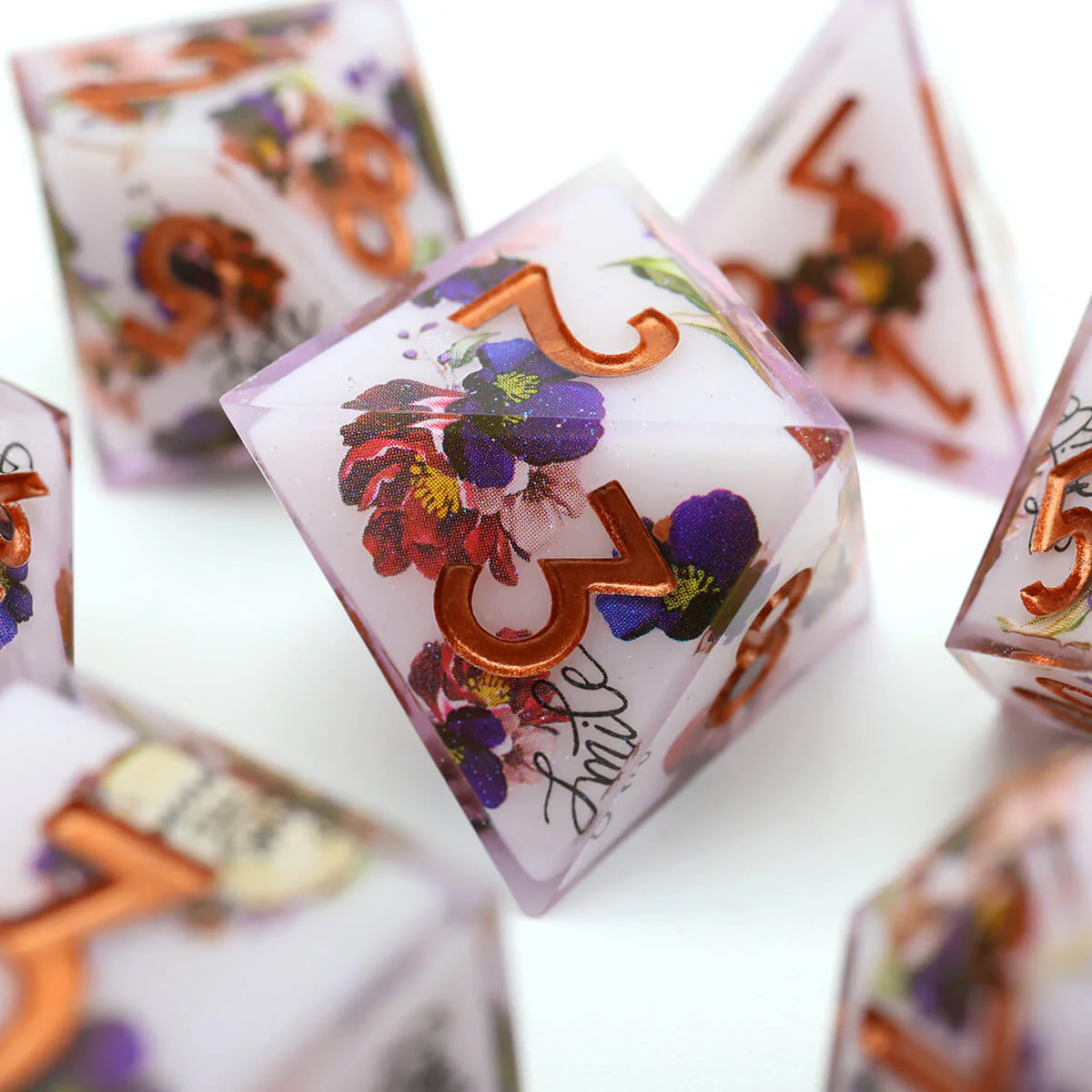 Layered Flower 7-Piece Sharp Edge Dice Set for DND - Image 7