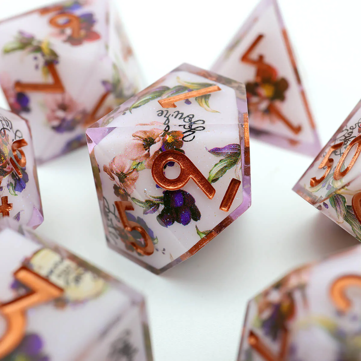 Layered Flower 7-Piece Sharp Edge Dice Set for DND - Image 8