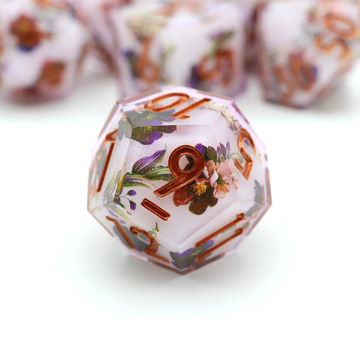 Layered Flower 7-Piece Sharp Edge Dice Set for DND - Image 9