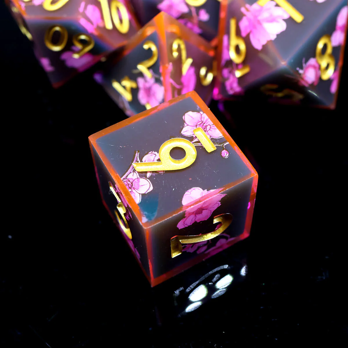 Layered Flower 7-Piece Sharp Edge DND Dice Set - Image 10