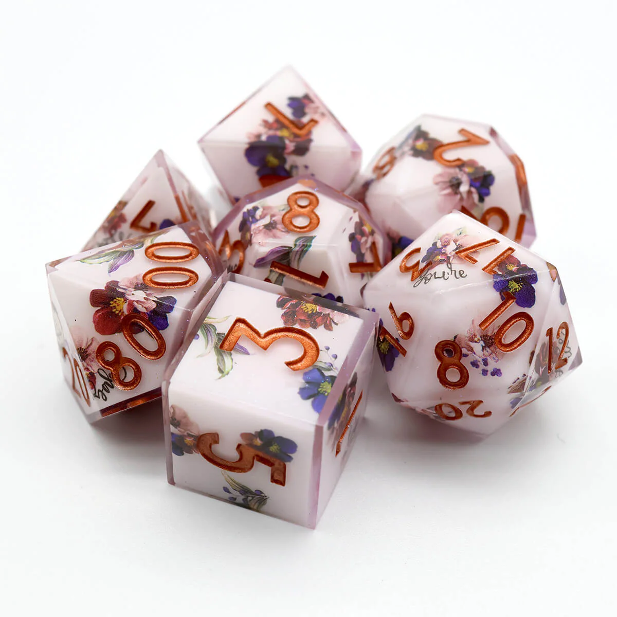 Layered Flower DND Dice Set 7-Piece Sharp Edge - Image 11
