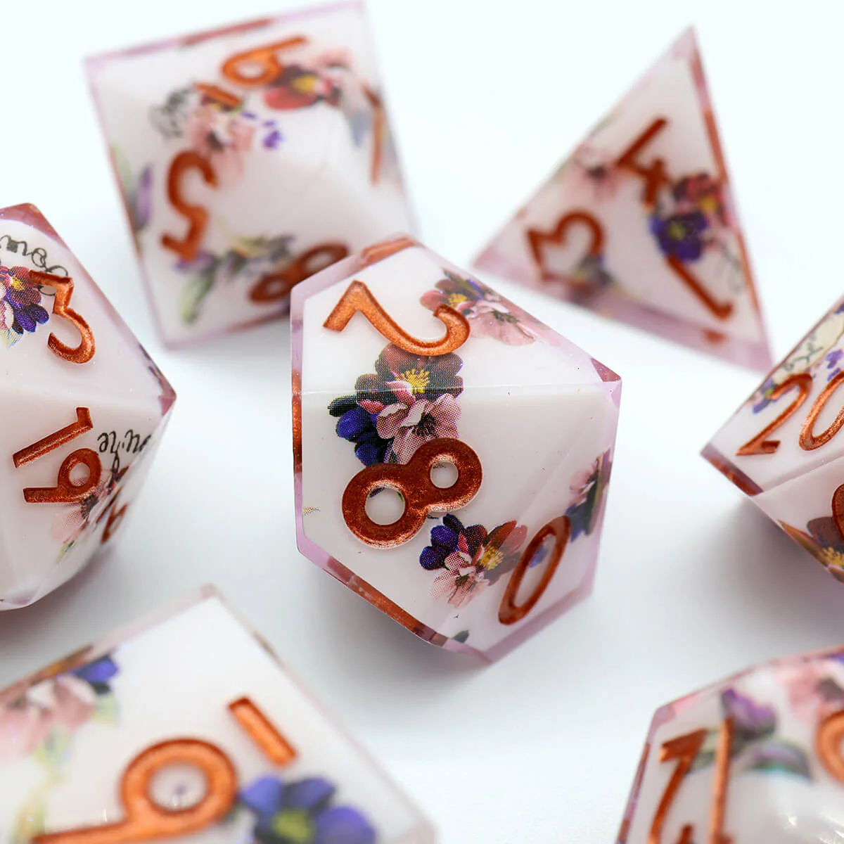Layered Flower DND Dice Set 7-Piece Sharp Edge - Image 4
