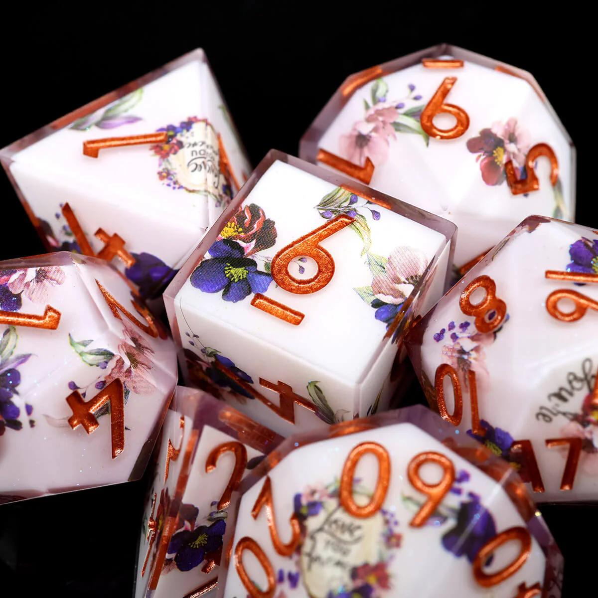 Layered Flower DND Dice Set 7-Piece Sharp Edge - Image 9