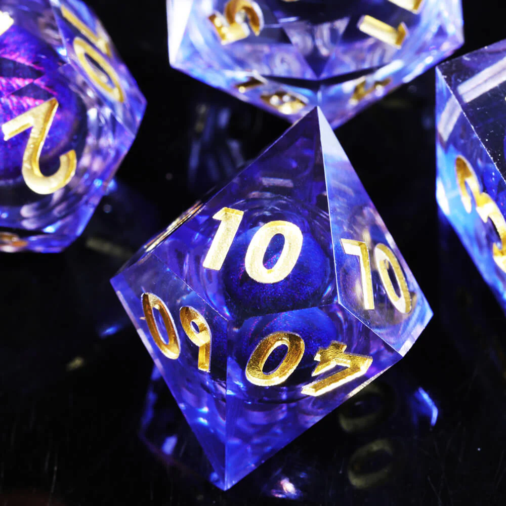 Liquid Core Dragon Eye Sharp Edge Polyhedral Resin 7-Piece D&D Dice Set - Image 8