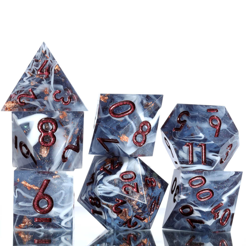 Marbled Crystal Pattern Resin Polyhedral 7-Piece D&D Dice Set - Image 7