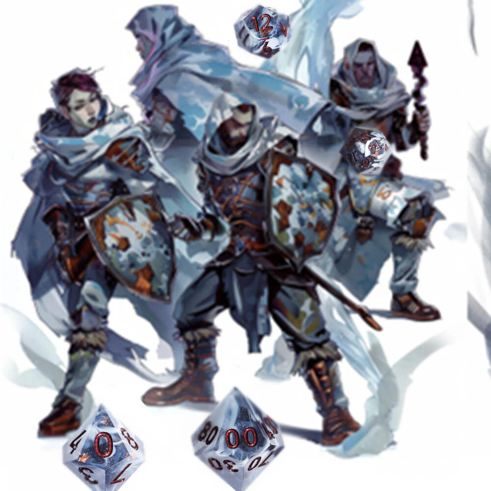 Marbled Crystal Pattern Resin Polyhedral 7-Piece D&D Dice Set - Image 8