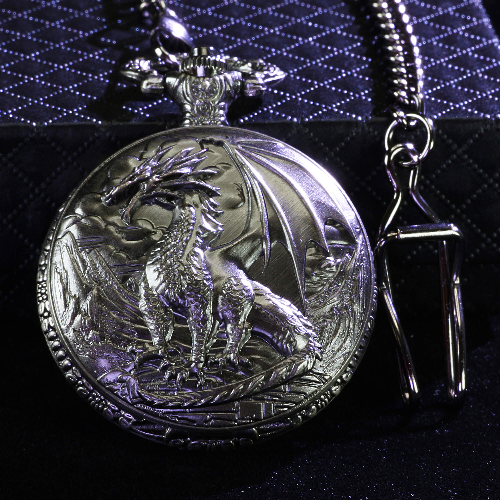 Metallic Dragon Mini Polyhedral Metal DnD Dice Set with Pocket Watch Shell Case - Image 6