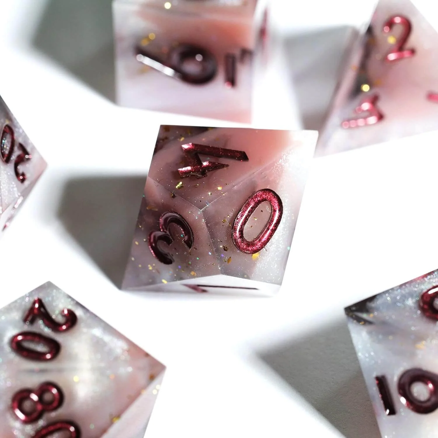Milk Coffee 7-Piece Sharp Edge Polyhedral Resin D&D Dice Set - Image 4