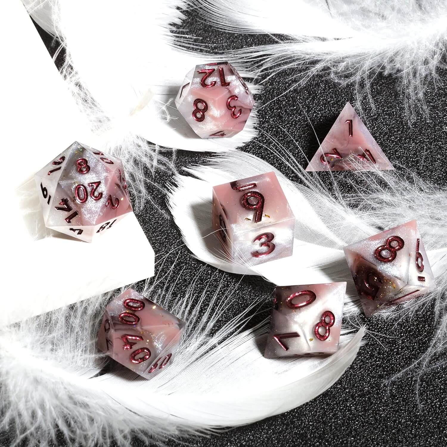 Milk Coffee 7-Piece Sharp Edge Polyhedral Resin D&D Dice Set - Image 5