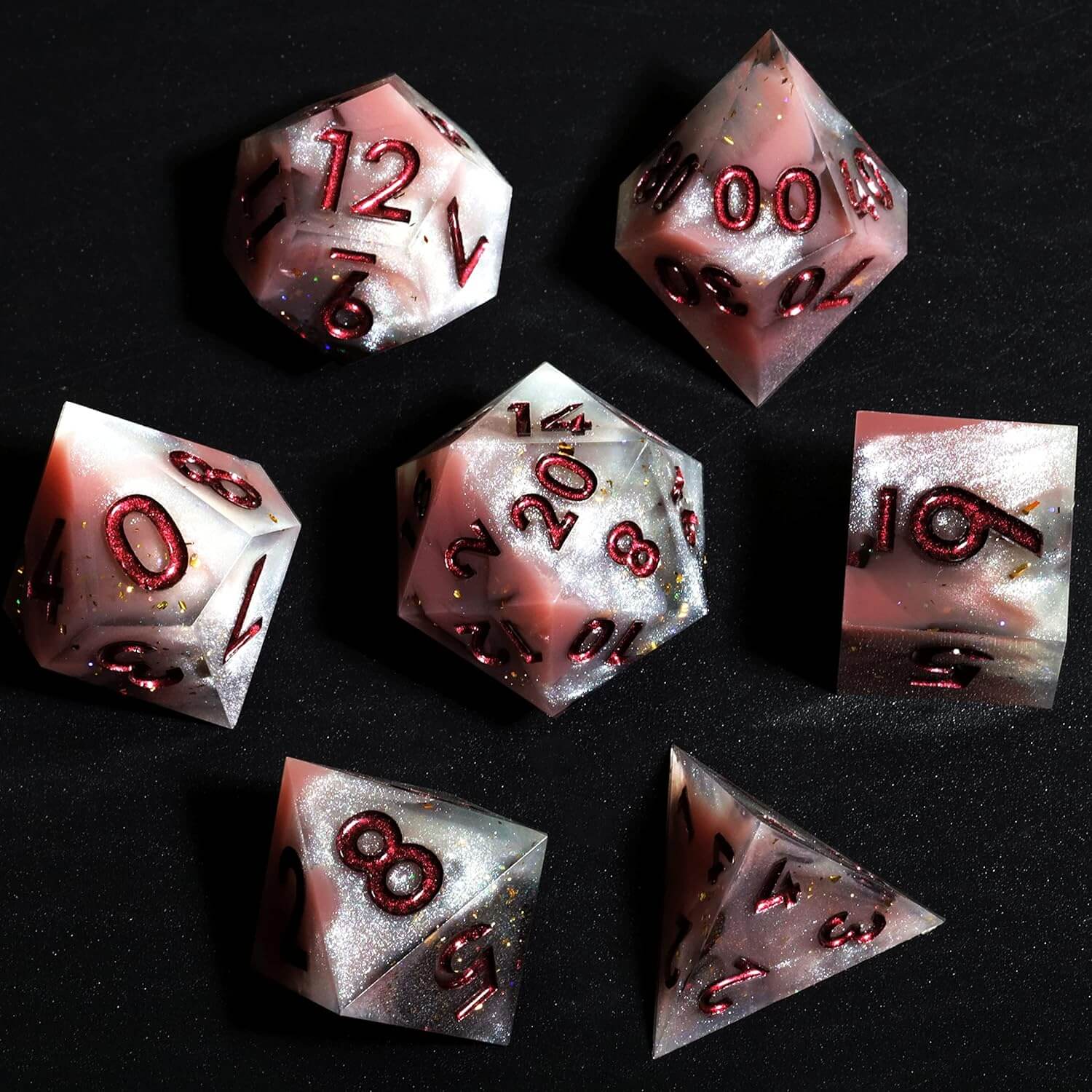 Milk Coffee 7-Piece Sharp Edge Polyhedral Resin D&D Dice Set - Image 7
