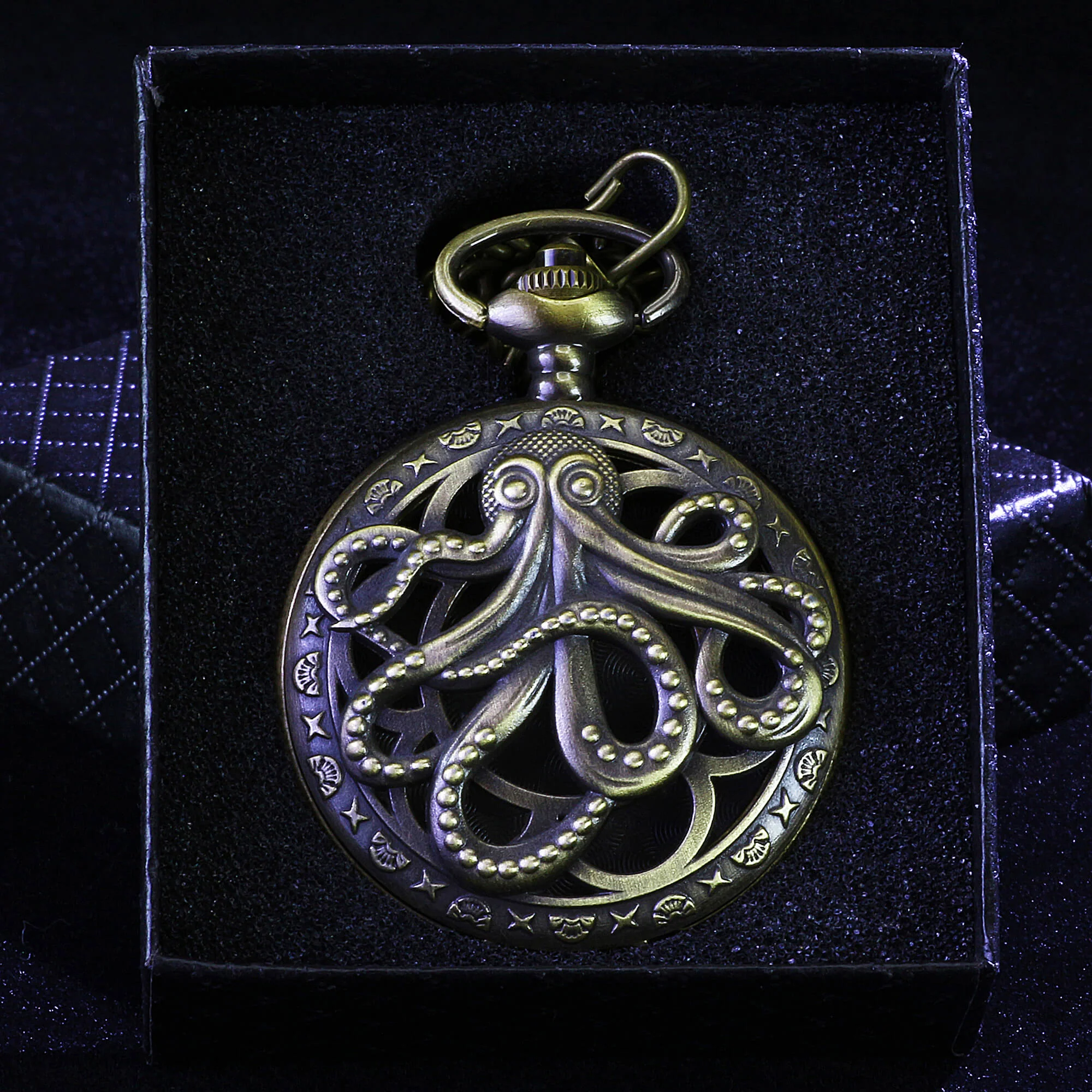 Octopus Mini Polyhedral Metal Dice Set D&D with Pocket Watch Shell Case - Image 13