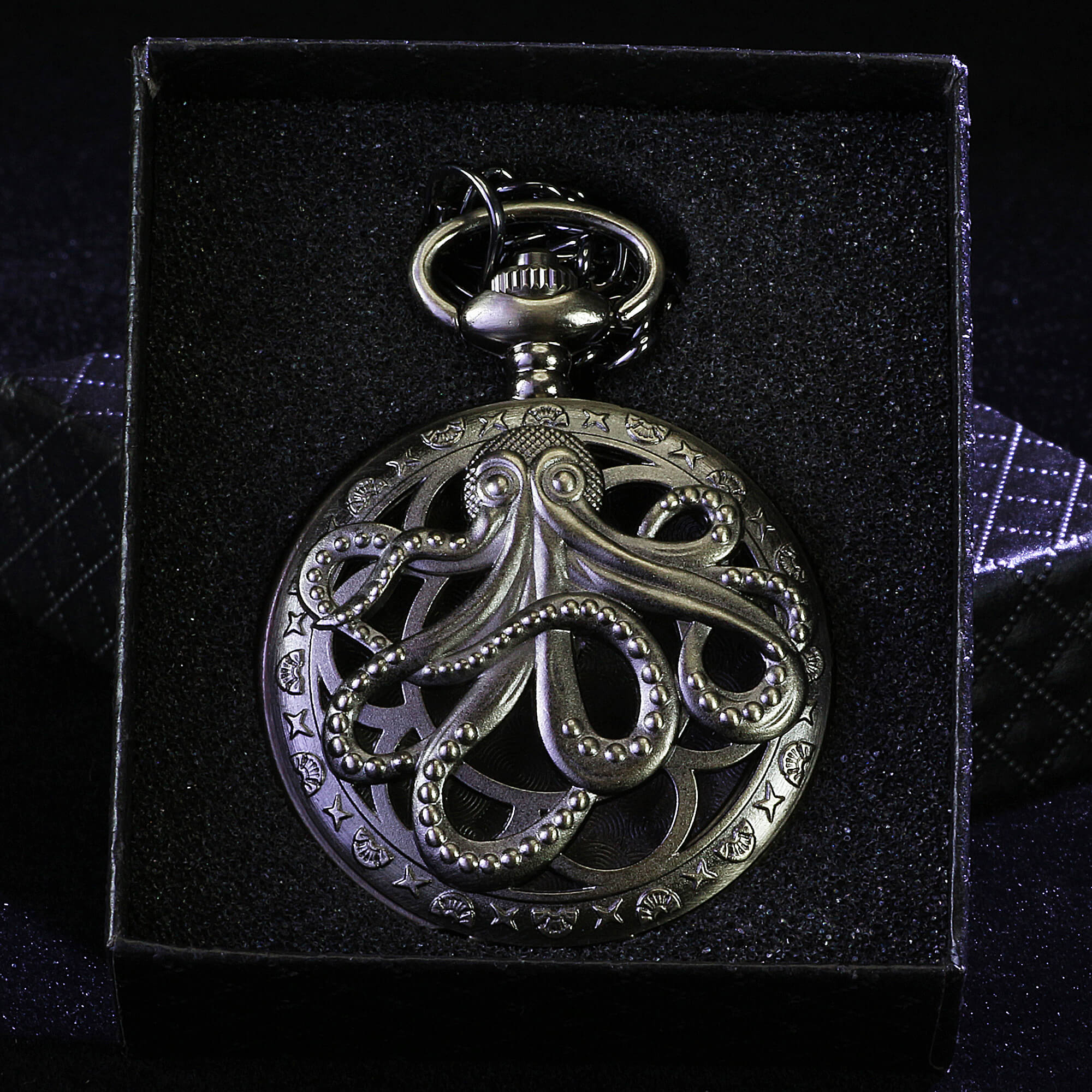 Octopus Mini Polyhedral Metal Dice Set D&D with Pocket Watch Shell Case - Image 14