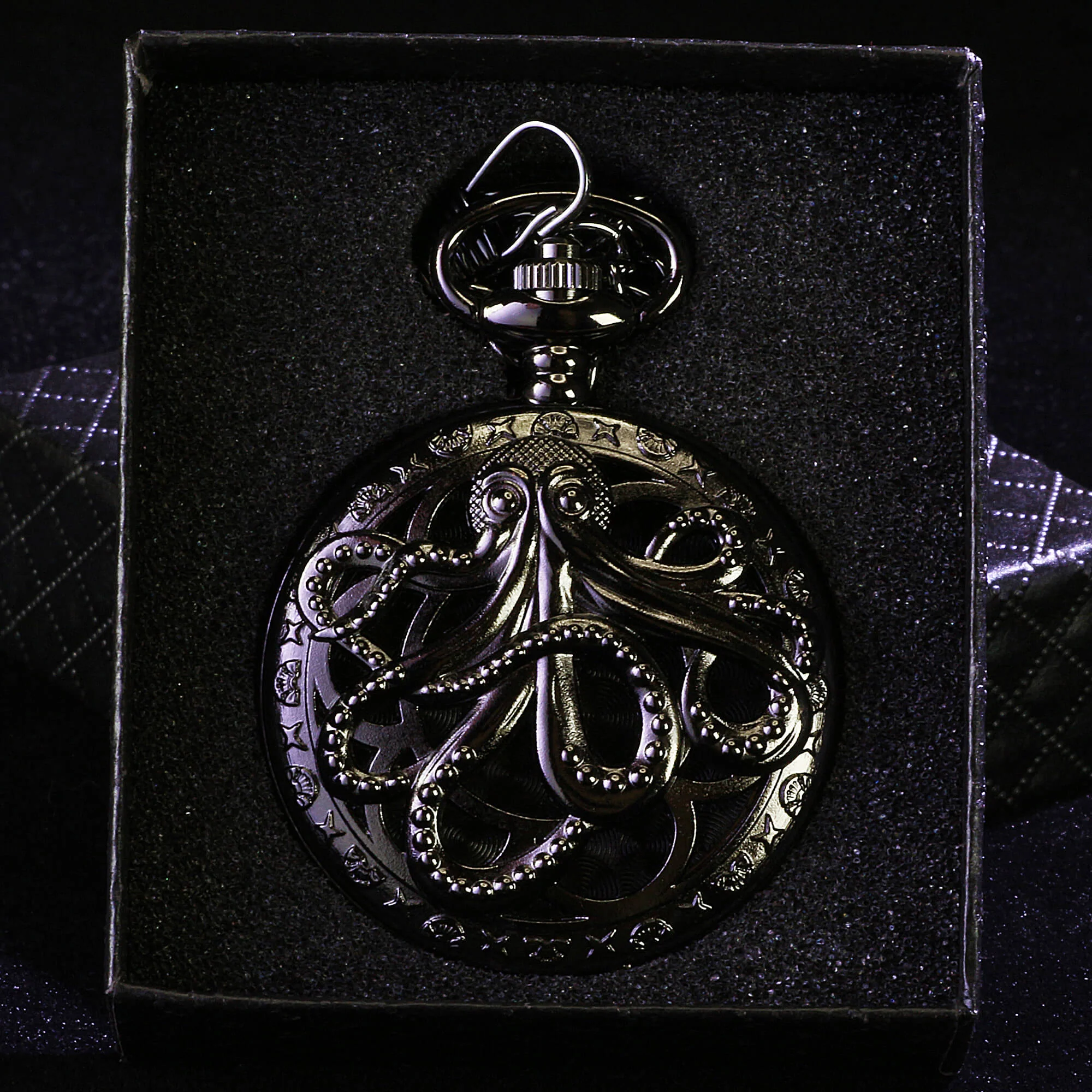 Octopus Mini Polyhedral Metal Dice Set D&D with Pocket Watch Shell Case - Image 15