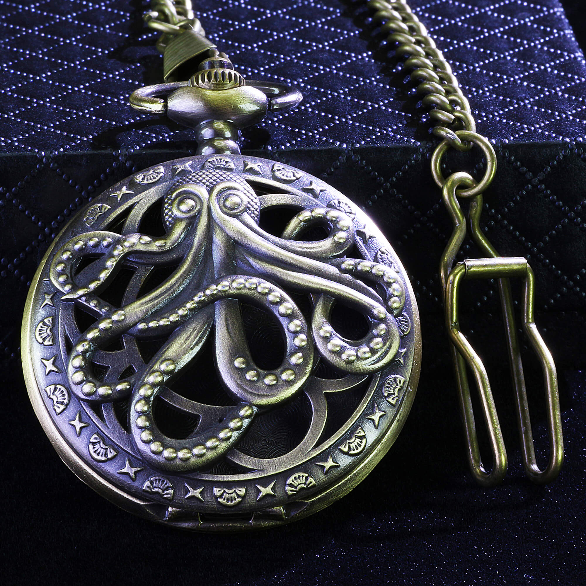 Octopus Mini Polyhedral Metal Dice Set D&D with Pocket Watch Shell Case - Image 5