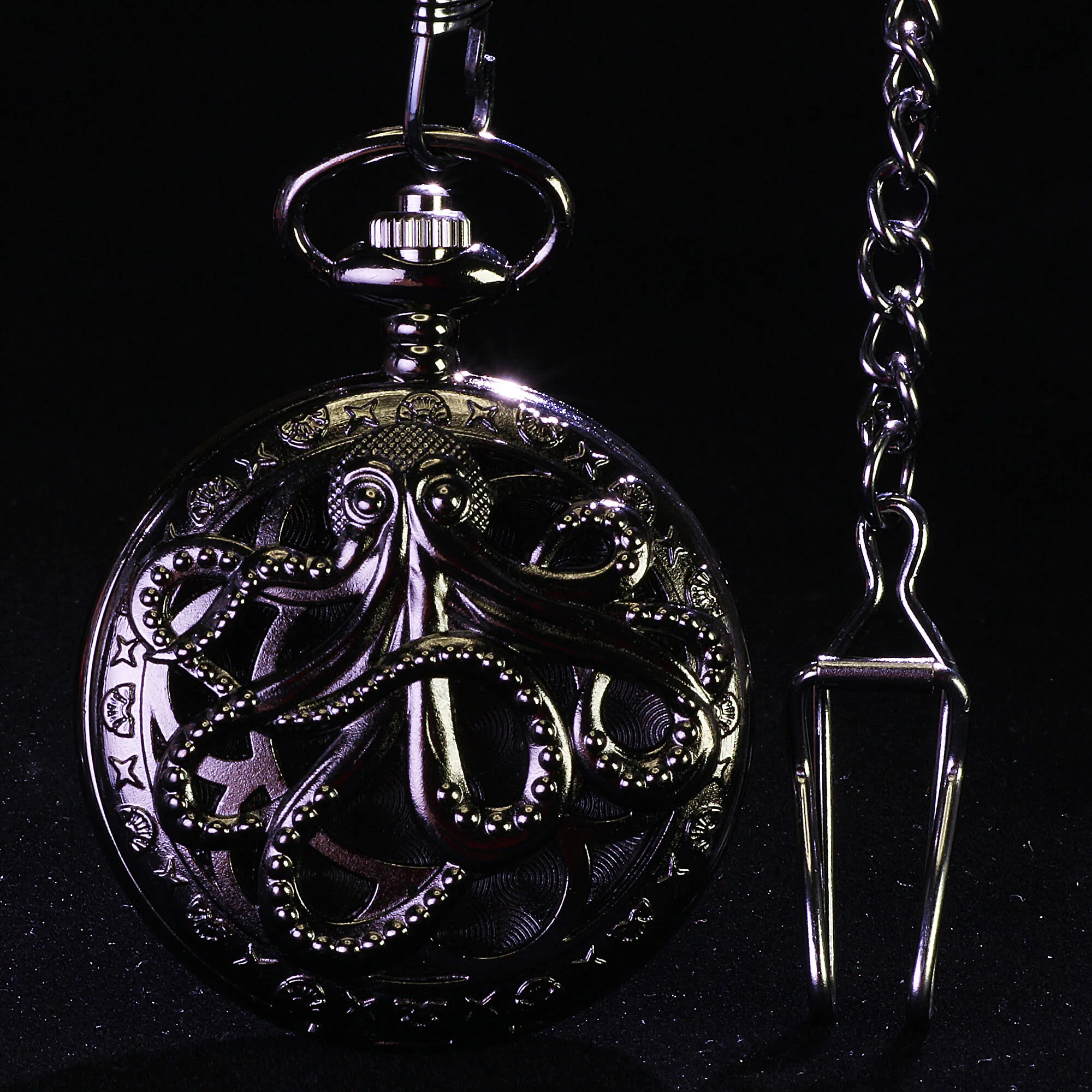 Octopus Mini Polyhedral Metal Dice Set D&D with Pocket Watch Shell Case - Image 6