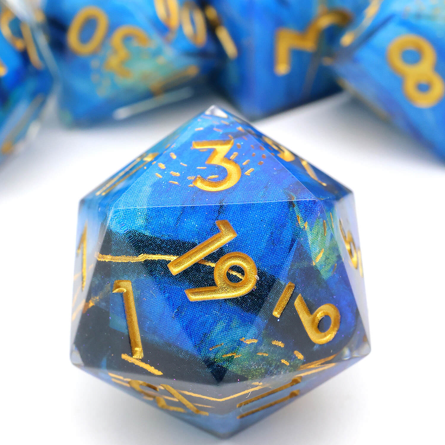 Polyhedral 7 Piece Set Dice DnD Deep Sea Whirlpool - Image 2