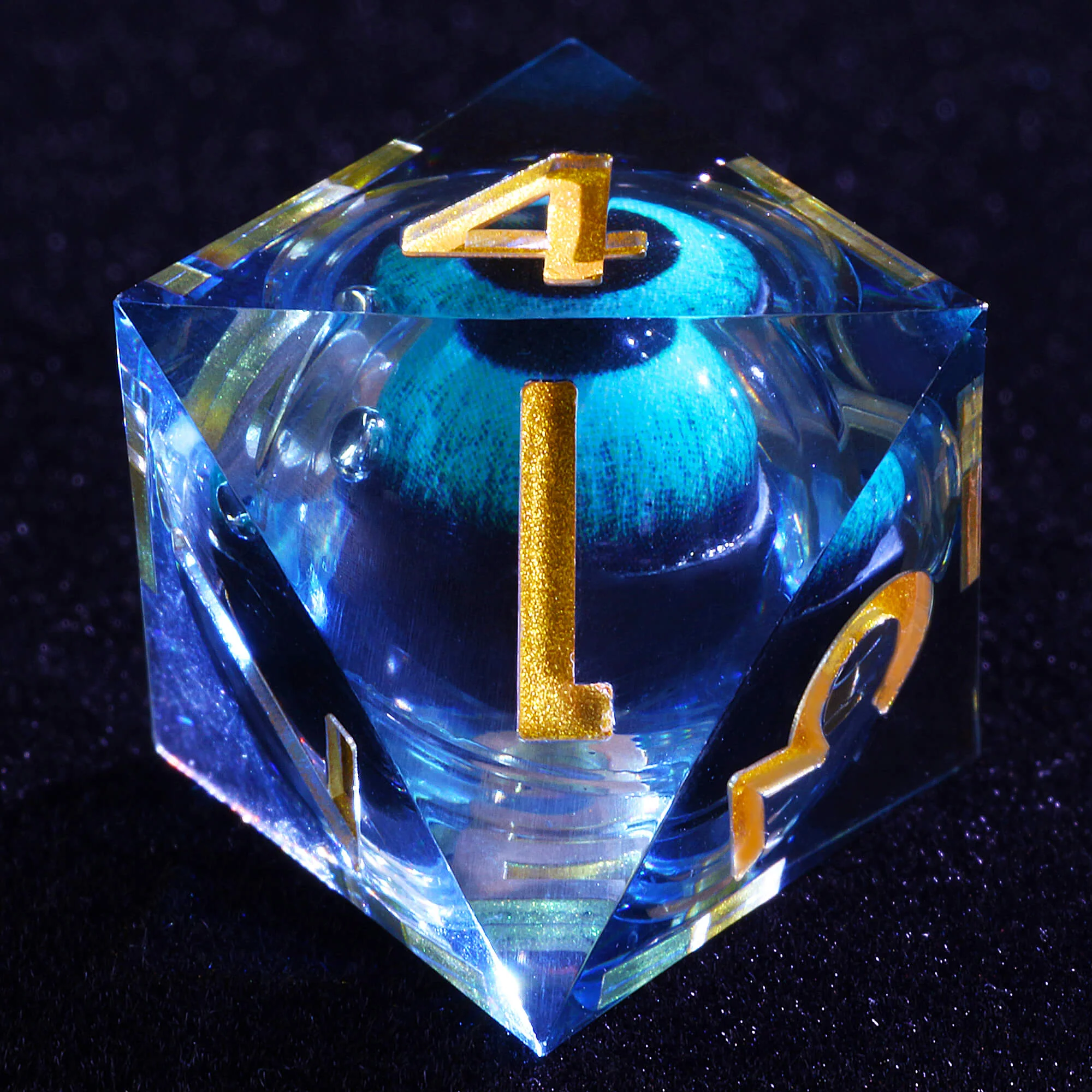 Polyhedral Cool Blue Dragon Eye Liquid Core D and D Dice Sets - Image 4