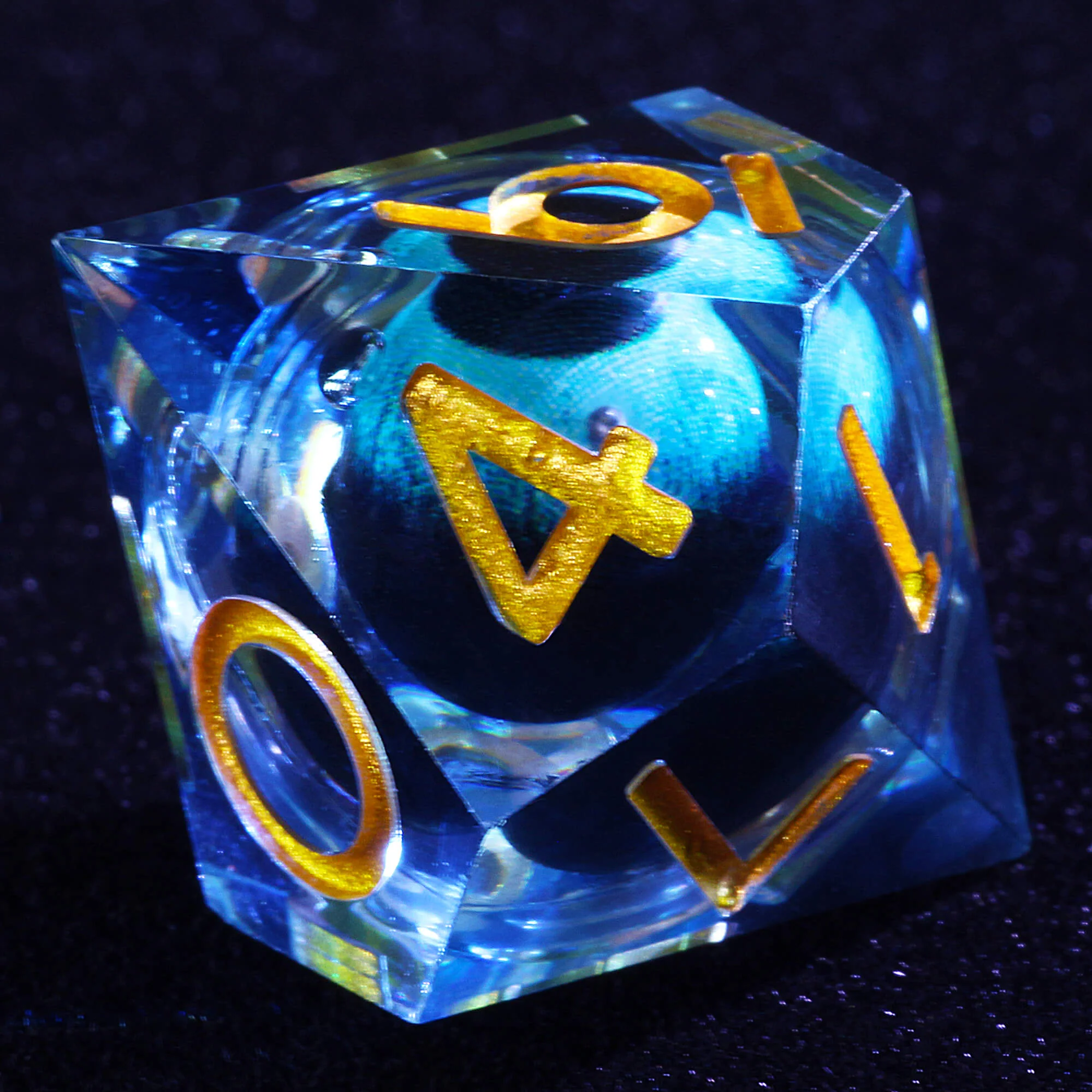 Polyhedral Cool Blue Dragon Eye Liquid Core D and D Dice Sets - Image 5