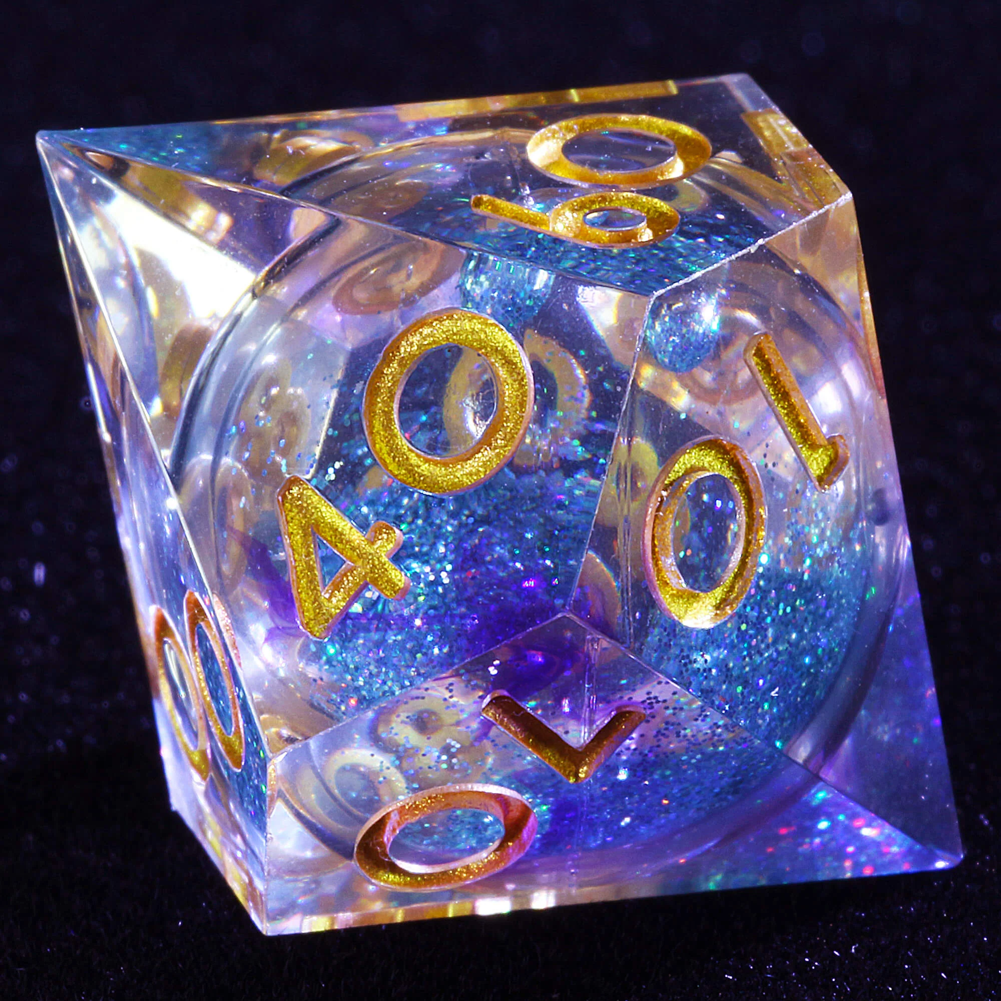 Polyhedral Cool Blue Sand Liquid Core Set of Dice D and D - Image 7