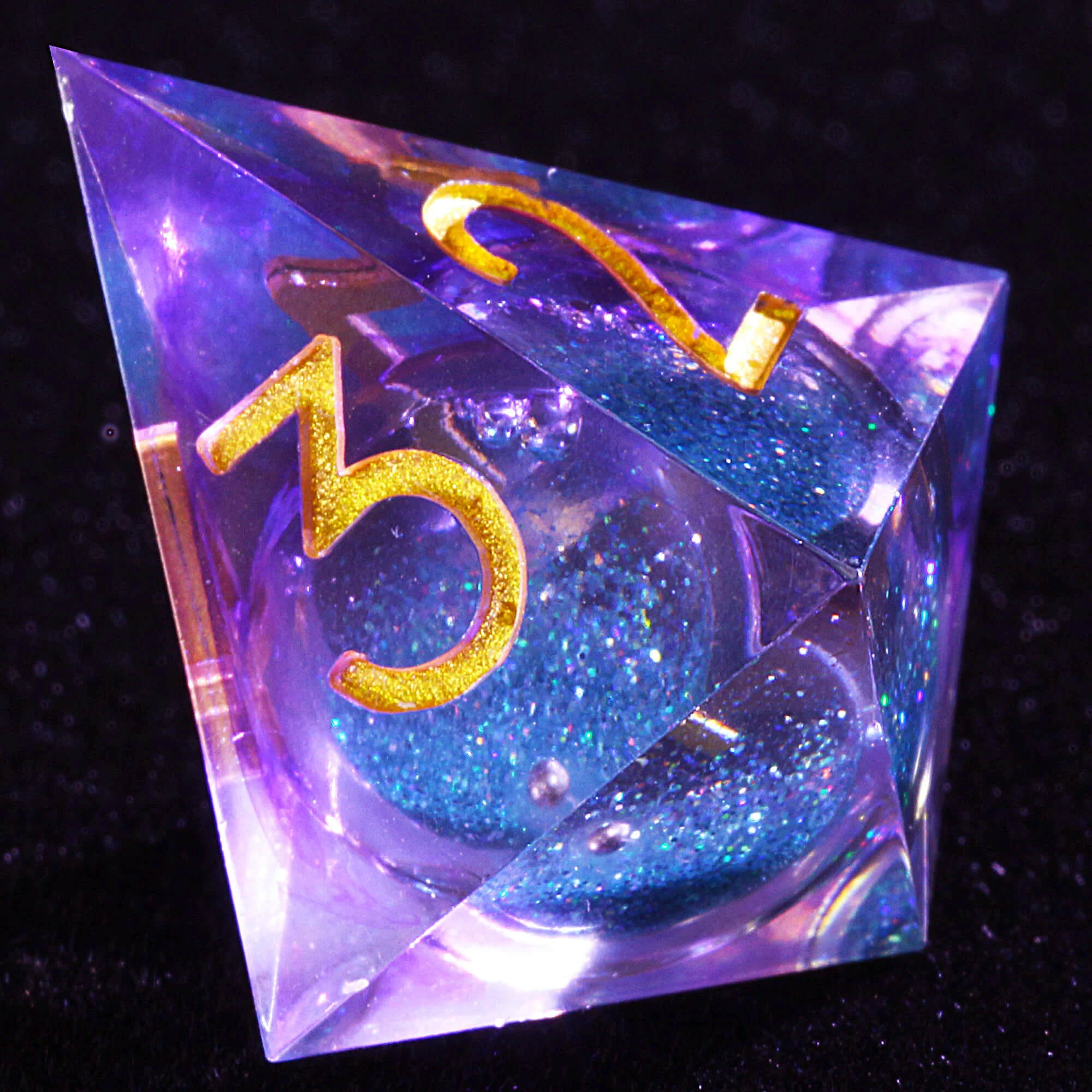 Polyhedral Cool Blue Sand Liquid Core Set of Dice D and D - Image 8