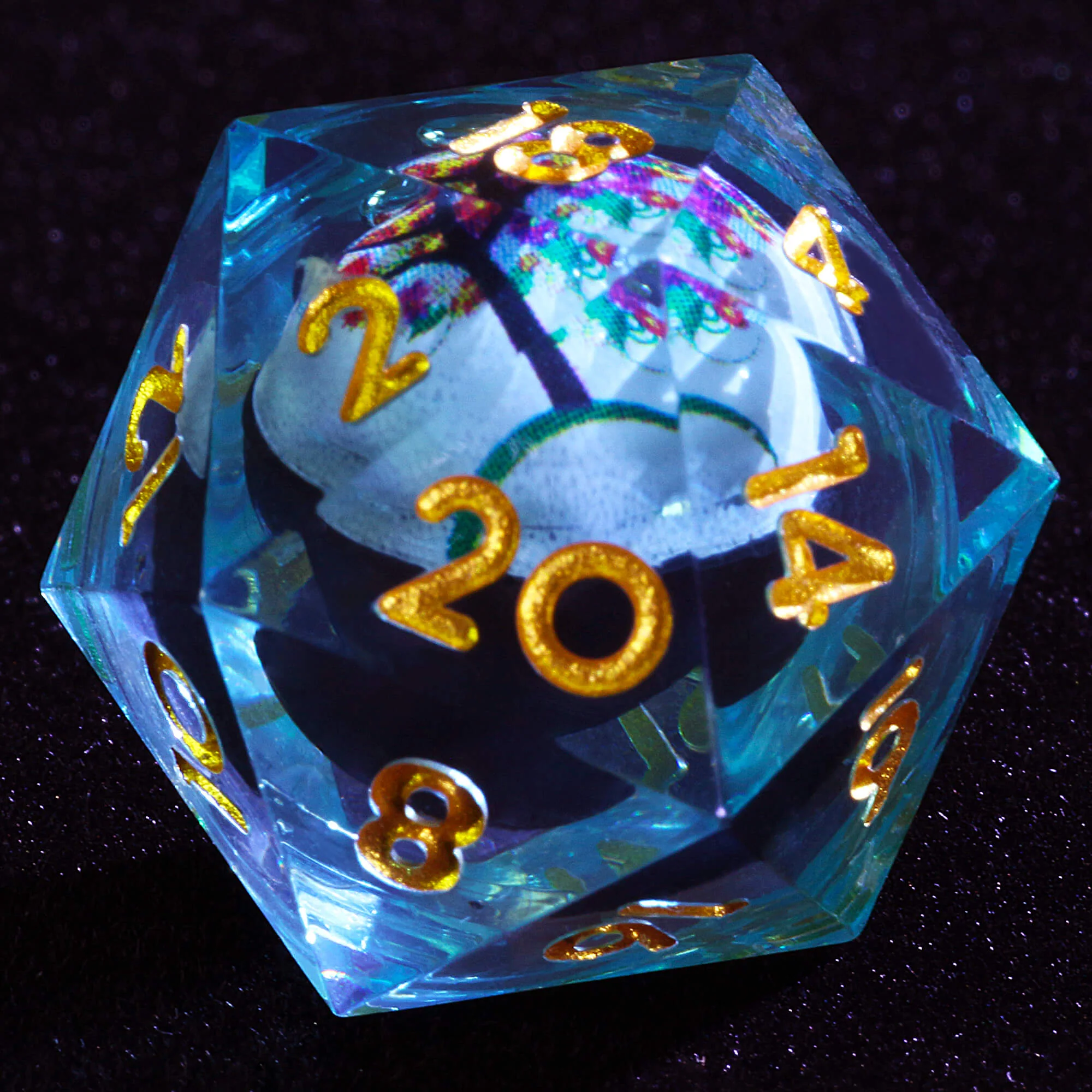 Polyhedral Cool Flower Tree Liquid Core Dice Set DnD - Image 2