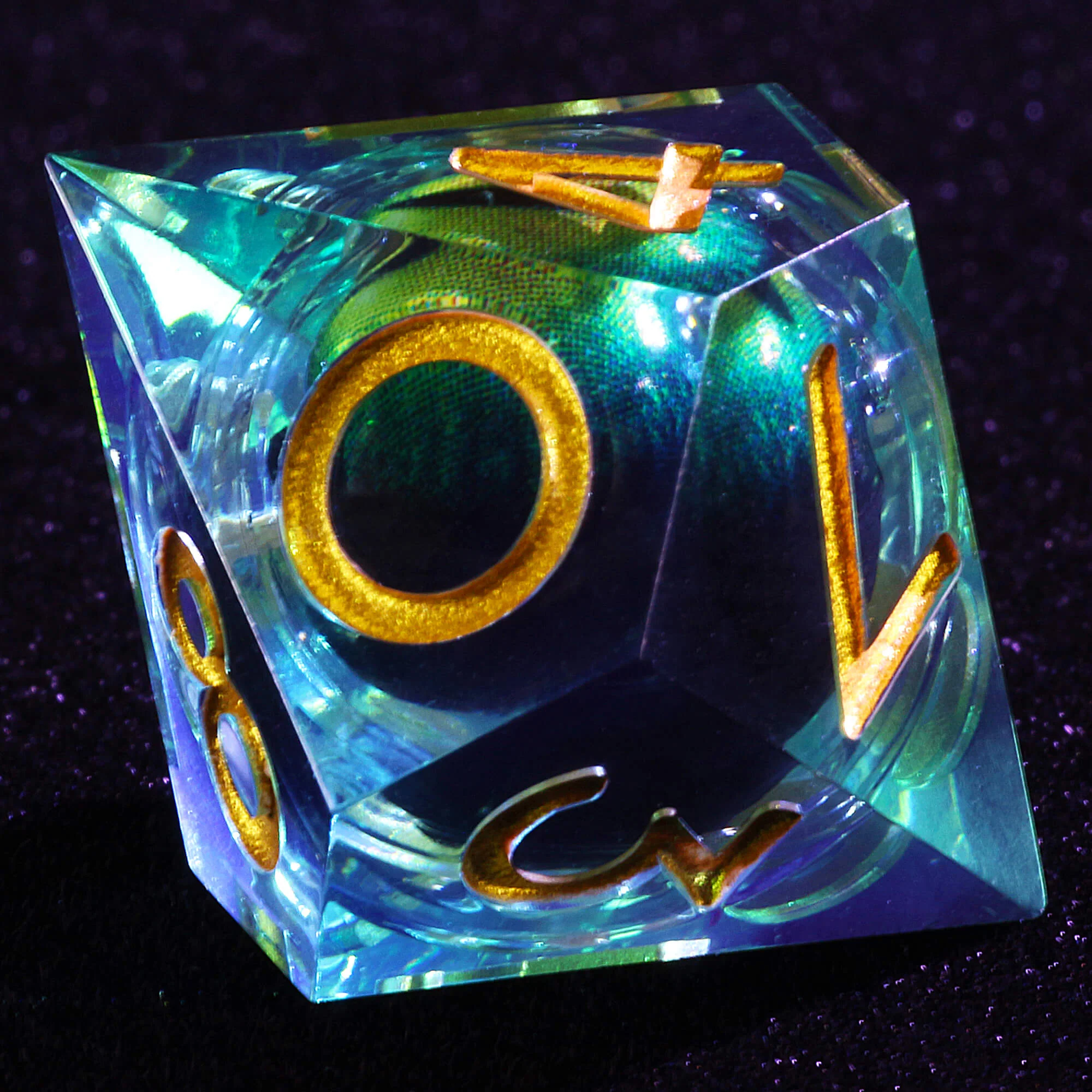 Polyhedral Cool Green Dragon Eye Liquid Core Dice Set D&D - Image 5
