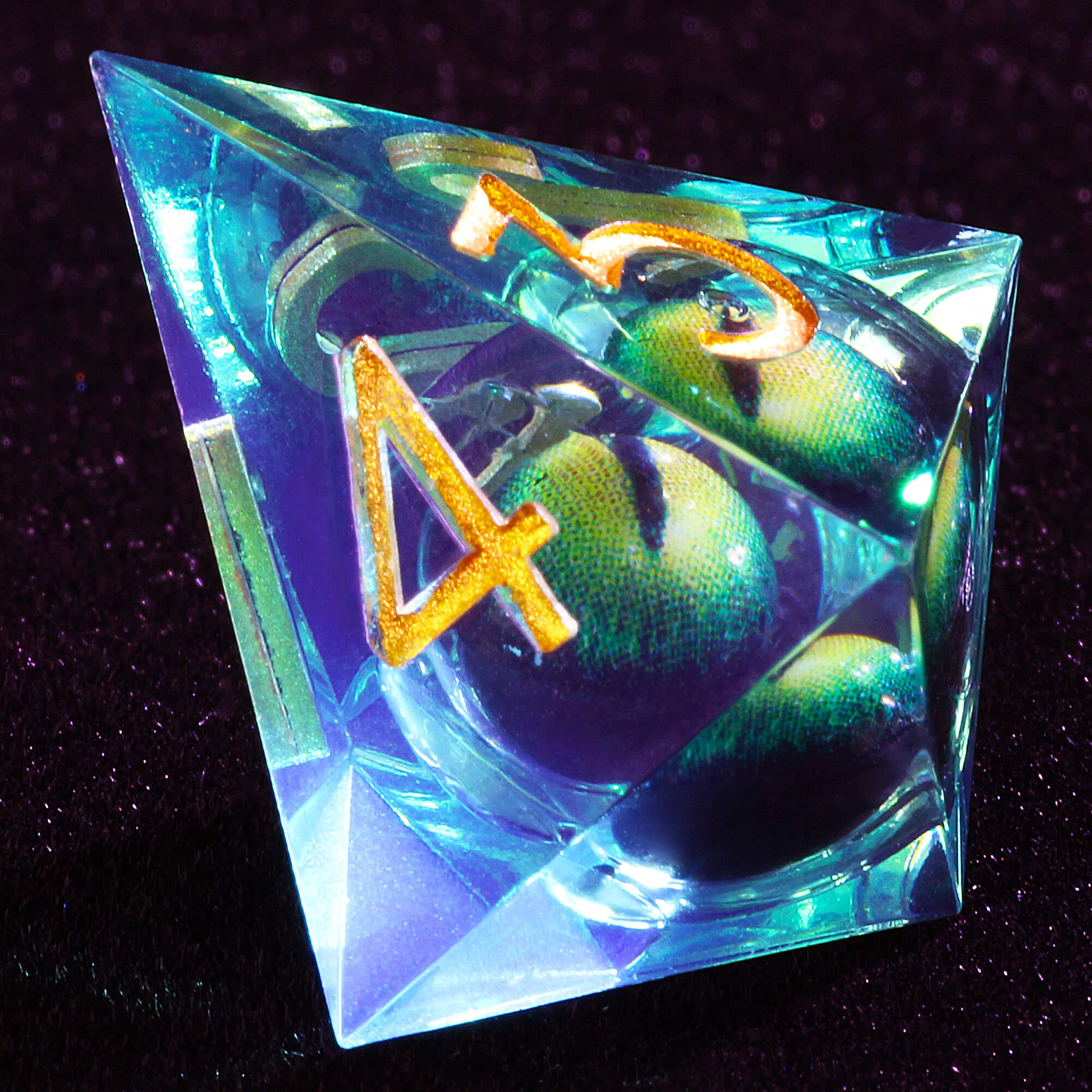 Polyhedral Cool Green Dragon Eye Liquid Core Dice Set D&D - Image 8