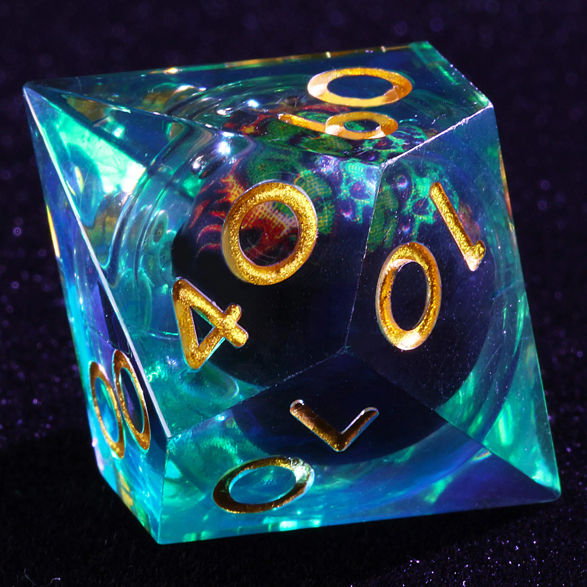 Polyhedral Cool Skeleton Ghost Liquid Core Set of Dice DD - Image 7