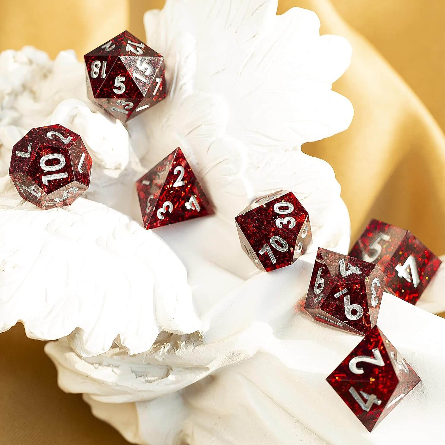 Polyhedral D&D 7-Piece Red Resin Dice Set - Image 3