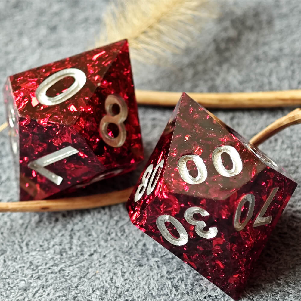 Polyhedral D&D 7-Piece Red Resin Dice Set - Image 8