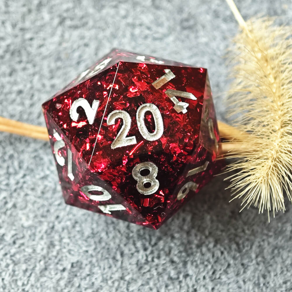 Polyhedral D&D 7-Piece Red Resin Dice Set - Image 9