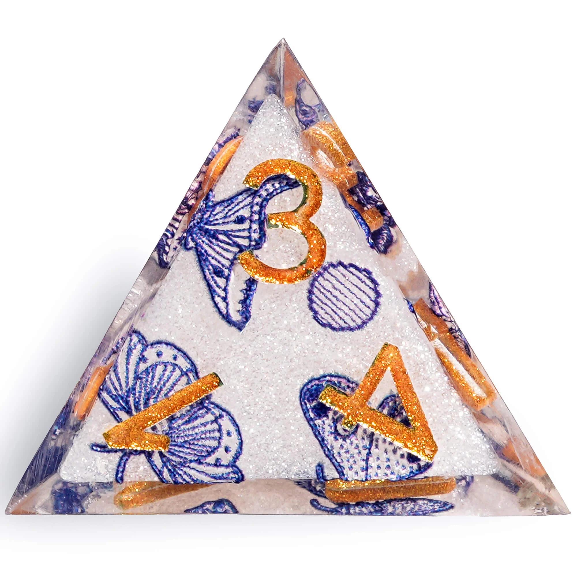 Polyhedral RGP Cool DnD Dice Sets - Blue and White Porcelain Butterfly - Image 7