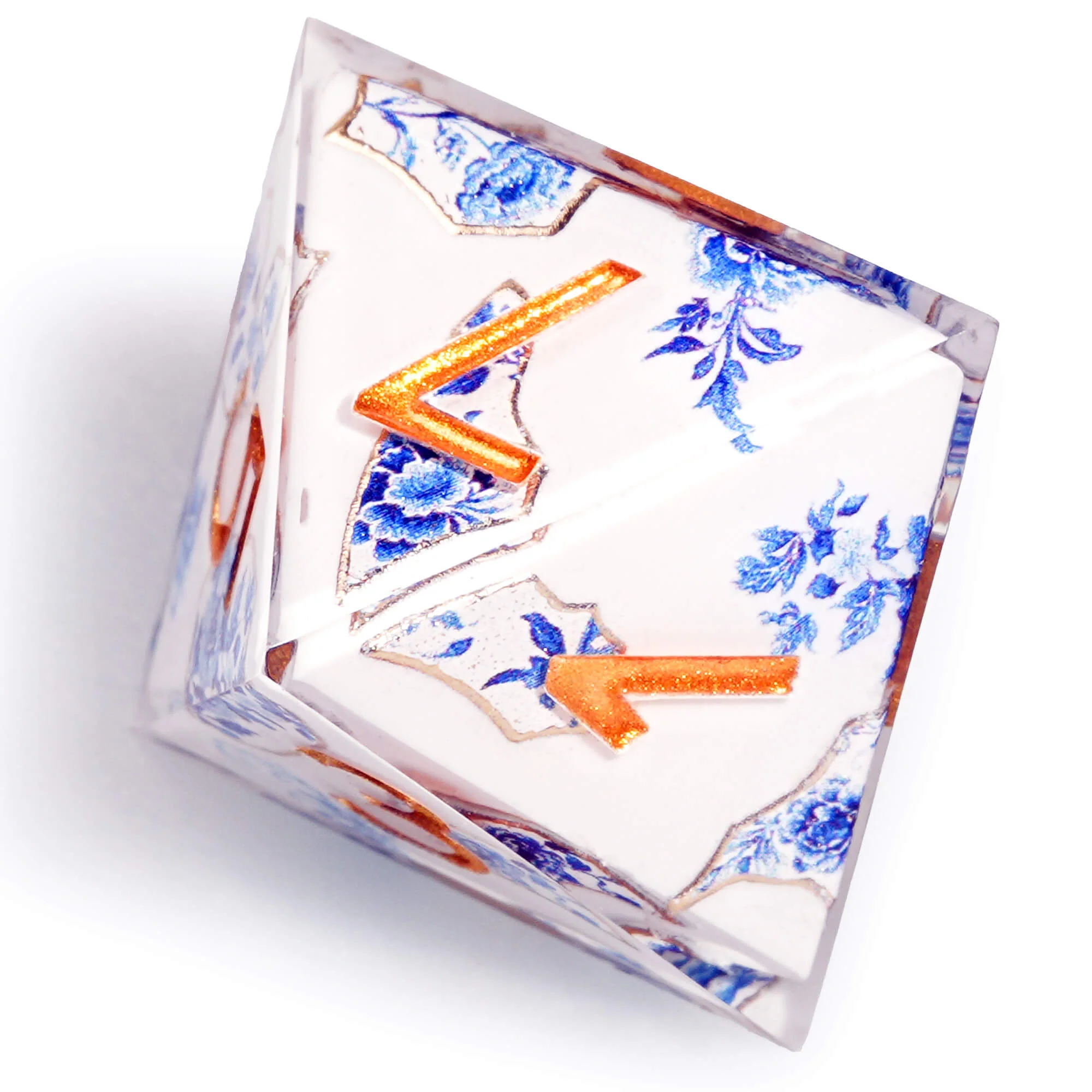 Polyhedral RGP Cool DnD Dice Sets - Blue and White Porcelain Flower - Image 3