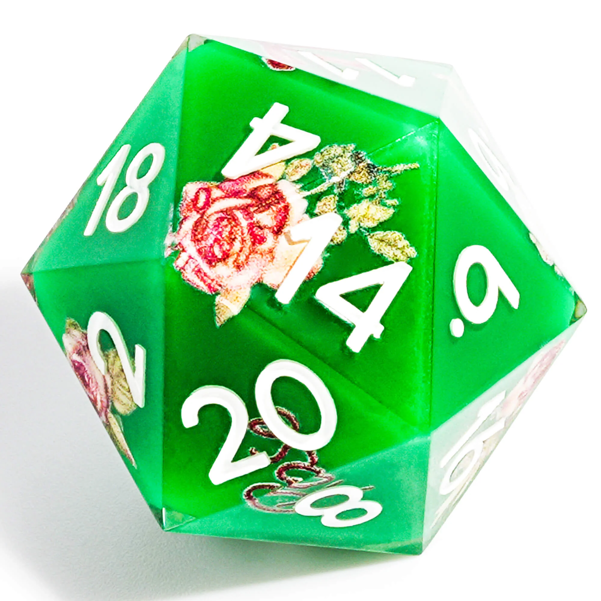 Polyhedral RGP Cool DnD Dice Sets - Green Flower - Image 2