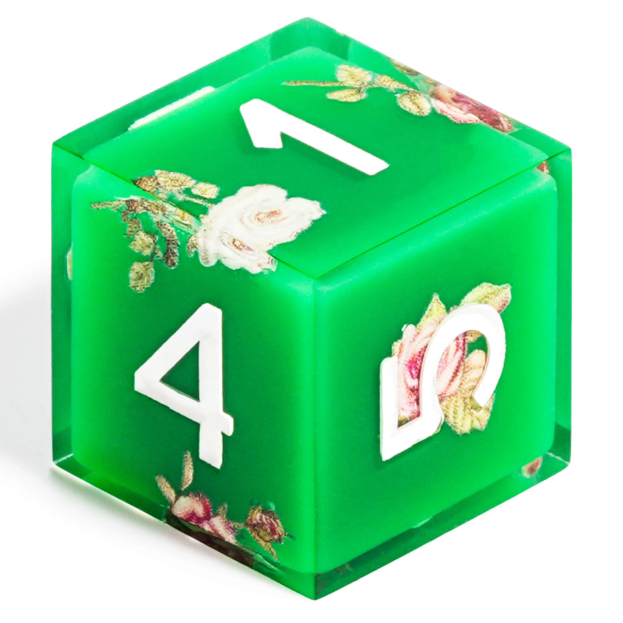 Polyhedral RGP Cool DnD Dice Sets - Green Flower - Image 3