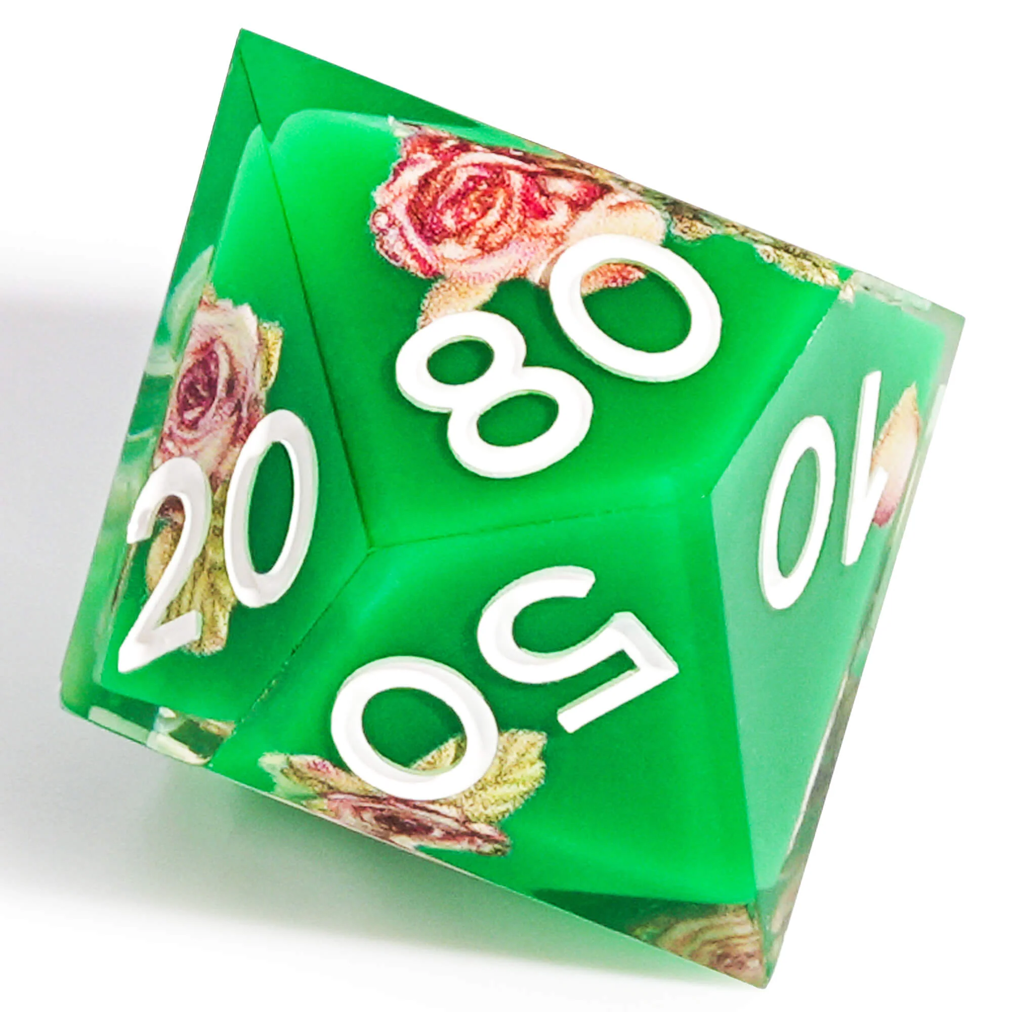 Polyhedral RGP Cool DnD Dice Sets - Green Flower - Image 4