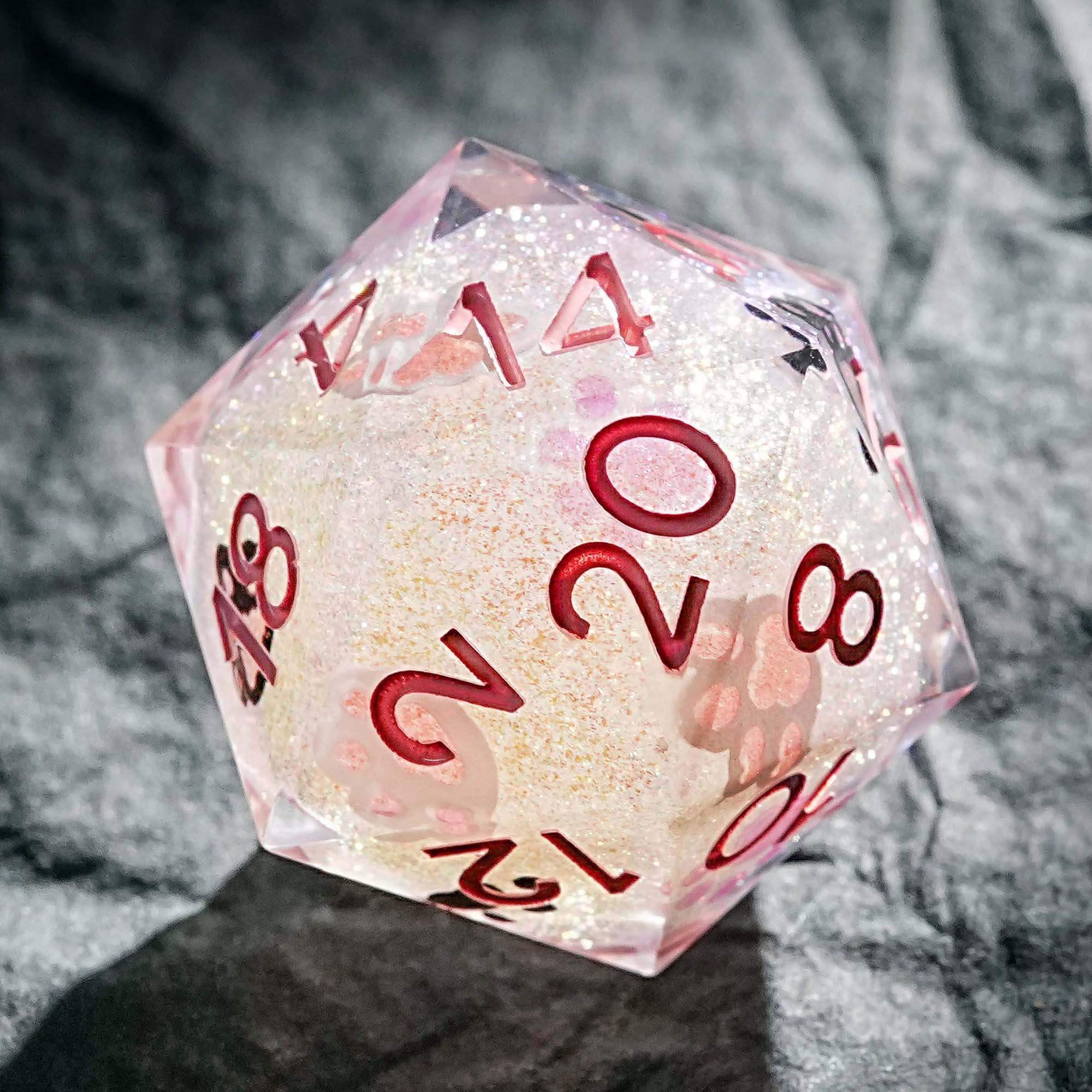 Polyhedral RGP Cool DnD Dice Sets - Pink Cat's Paw - Image 2