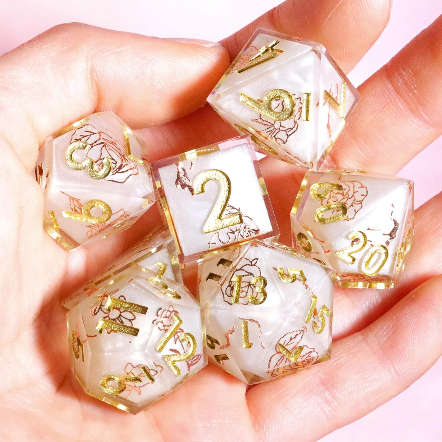 Pure Love Sharp Edge Resin Polyhedral 7-Piece D&D Dice Set - Image 3