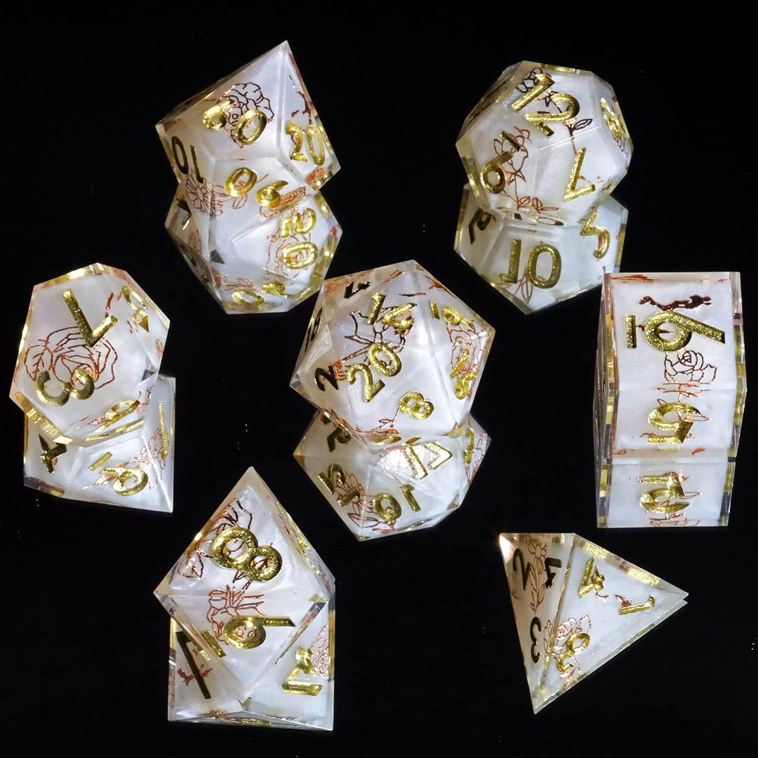 Pure Love Sharp Edge Resin Polyhedral 7-Piece D&D Dice Set - Image 7