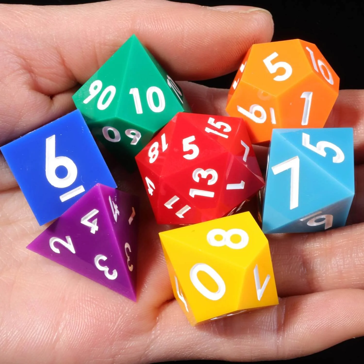 Rainbow Sharp Edge Polyhedral Resin 7-Piece D&D Dice Set - Image 2