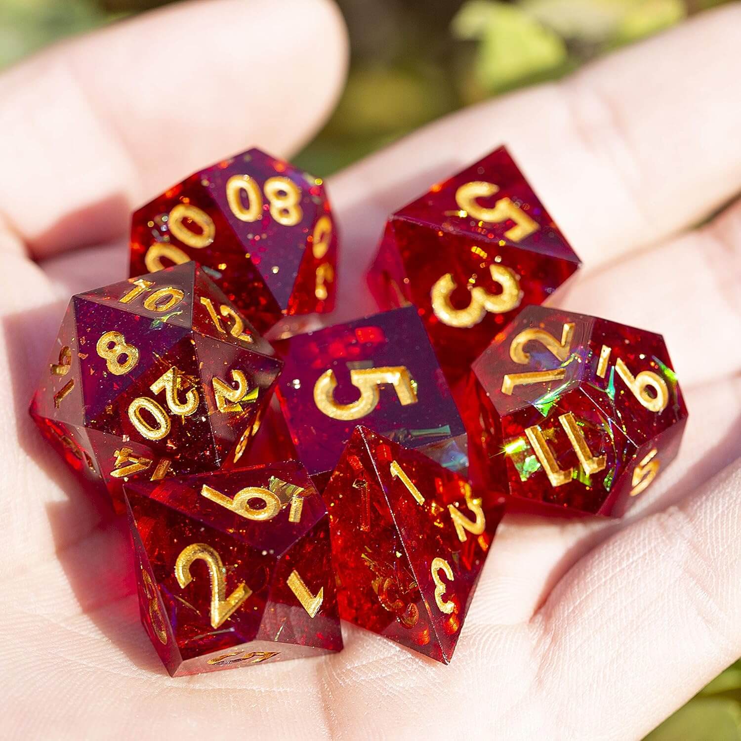 Red Galaxy Polyhedral Resin D&D 7-Piece Dice Set - Image 3