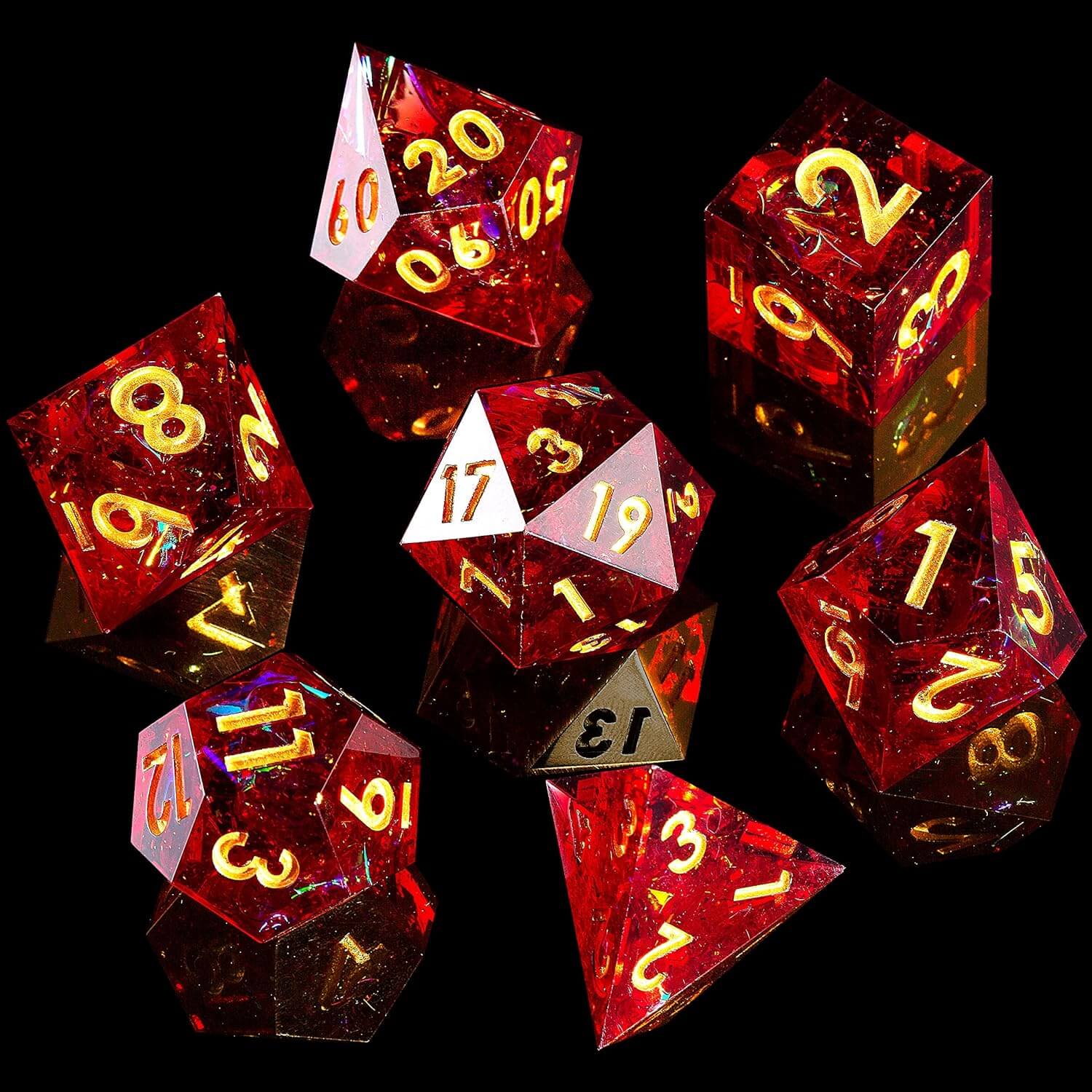 Red Galaxy Polyhedral Resin D&D 7-Piece Dice Set - Image 5